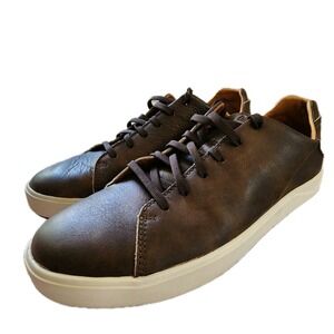 OLUKAI Men's Lae'ahi Li 'iLi Sneakers Dark Wood Brown  Size 9.5 M Leather Casual